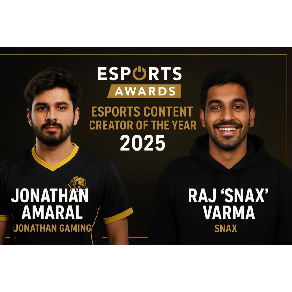 India’s BGMI stars Jonathan and Snax nominated for Esports Content Creator of the Year 2025
